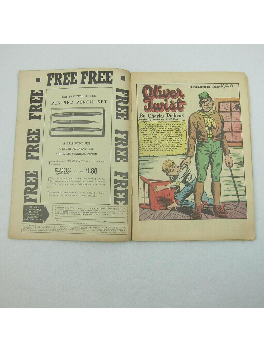Vintage Classics Illustrated Comic Book #23 Oliver Twist Charles Dickens 1945 - Picture 2 of 12